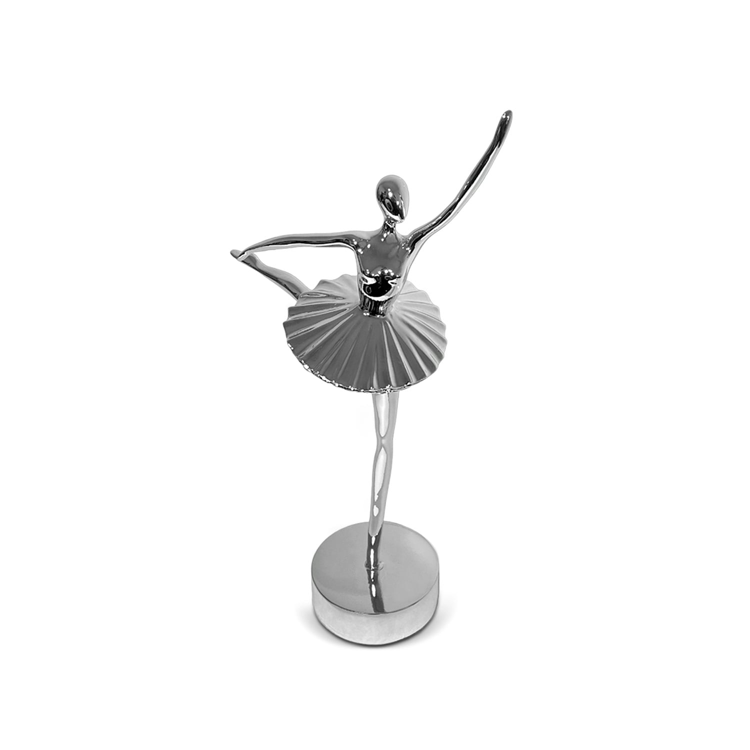 ADORNO DECO ESCULTURA ARTISTICA BAILARINA BALLET PLATEADA - 3
