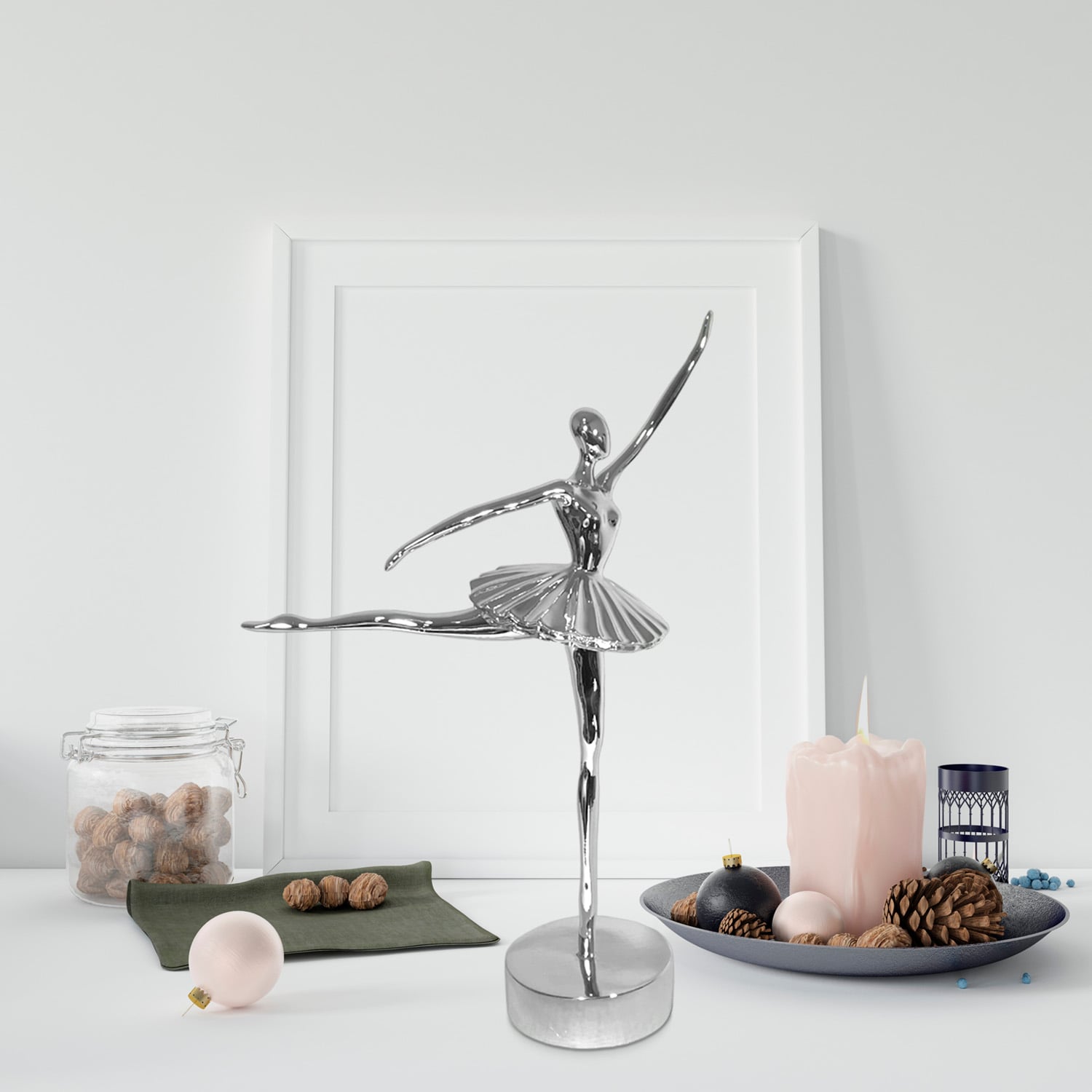 ADORNO DECO ESCULTURA ARTISTICA BAILARINA BALLET PLATEADA - 5