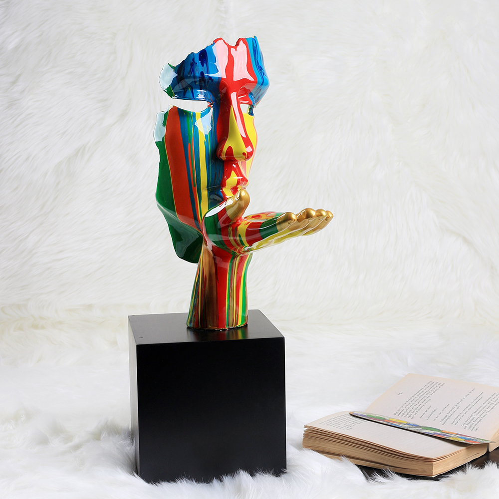 ADORNO DECO ESCULTURA ROSTRO ABSTRACTO BLOWING KISSES 55 CM - 2