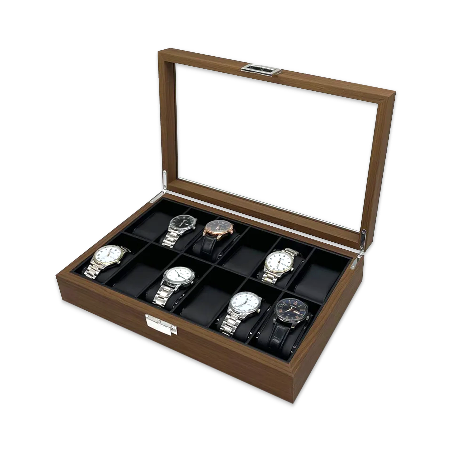 CAJA ESTUCHE ORGANIZADORA 12 RELOJES MADERA DE LUJO - 1