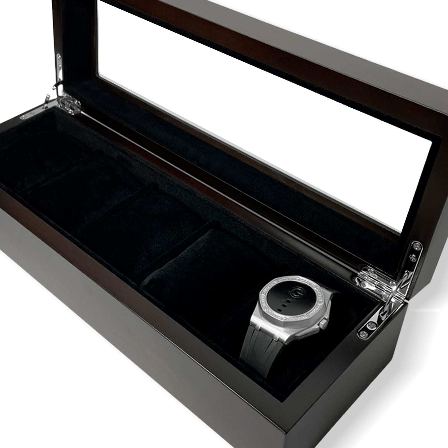 CAJA ESTUCHE ORGANIZADOR 5 RELOJES MADERA DE LUJO - 3