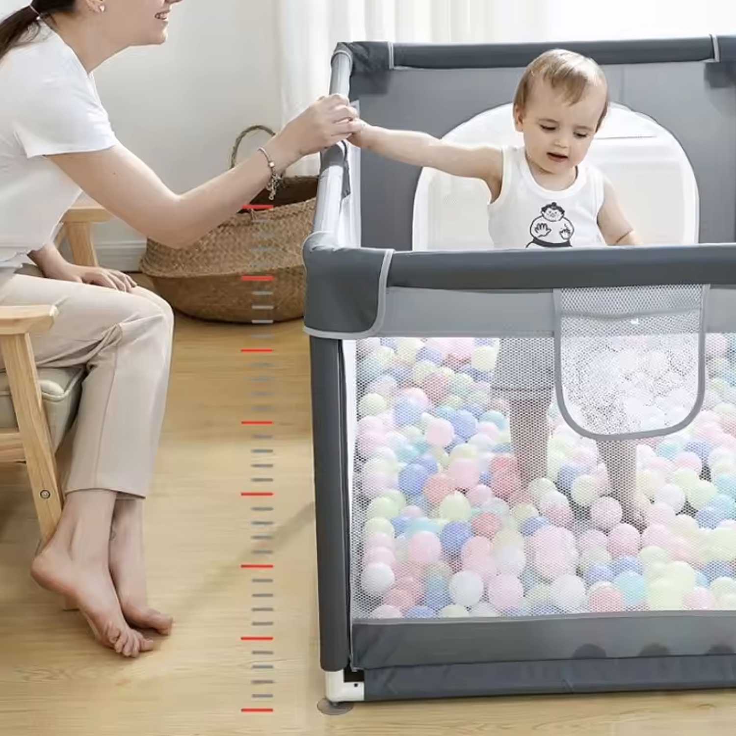 CORRAL SEGURIDAD MUNDO ONLINE LIFE-2279 ACERO INOXIDABLE GRIS BEBE CUADRADO 120 CM - 3