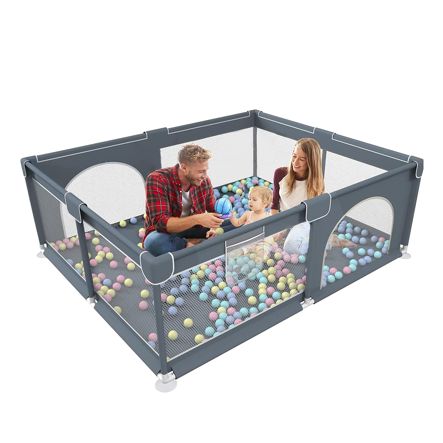 CORRAL SEGURIDAD MUNDO ONLINE LIFE-2282 GRIS BEBE 180 CM RECTANGULAR - 3