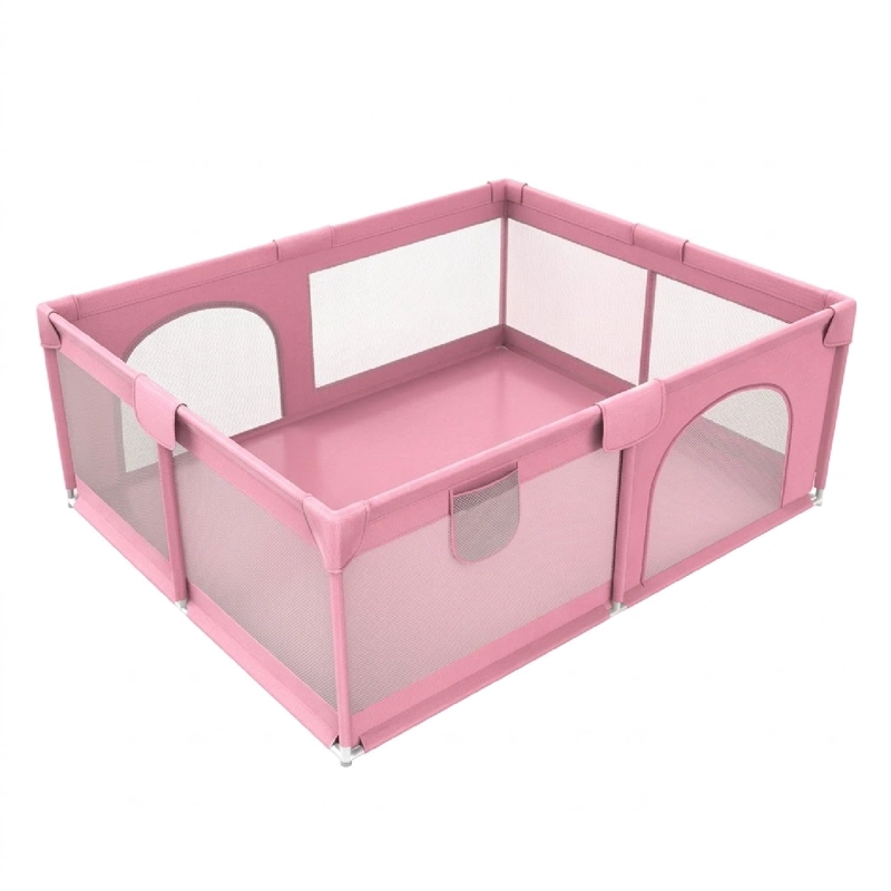 CORRAL SEGURIDAD MUNDO ONLINE LIFE-2283 ACERO INOXIDABLE ROSADO BEBE 180CM RECTANGULAR - 1