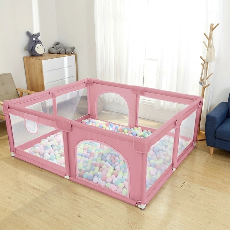 CORRAL SEGURIDAD MUNDO ONLINE LIFE-2283 ACERO INOXIDABLE ROSADO BEBE 180CM RECTANGULAR - 2
