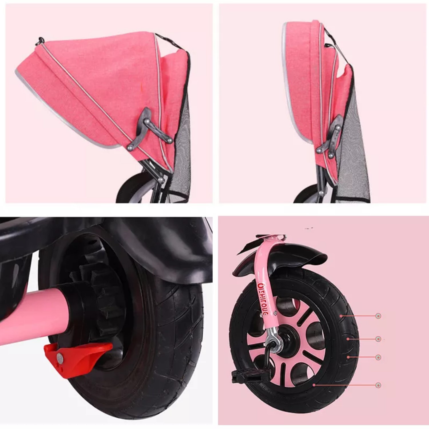 Triciclo Coche Infantil 5 En 1 Con Toldo , Mango Direccional - 6