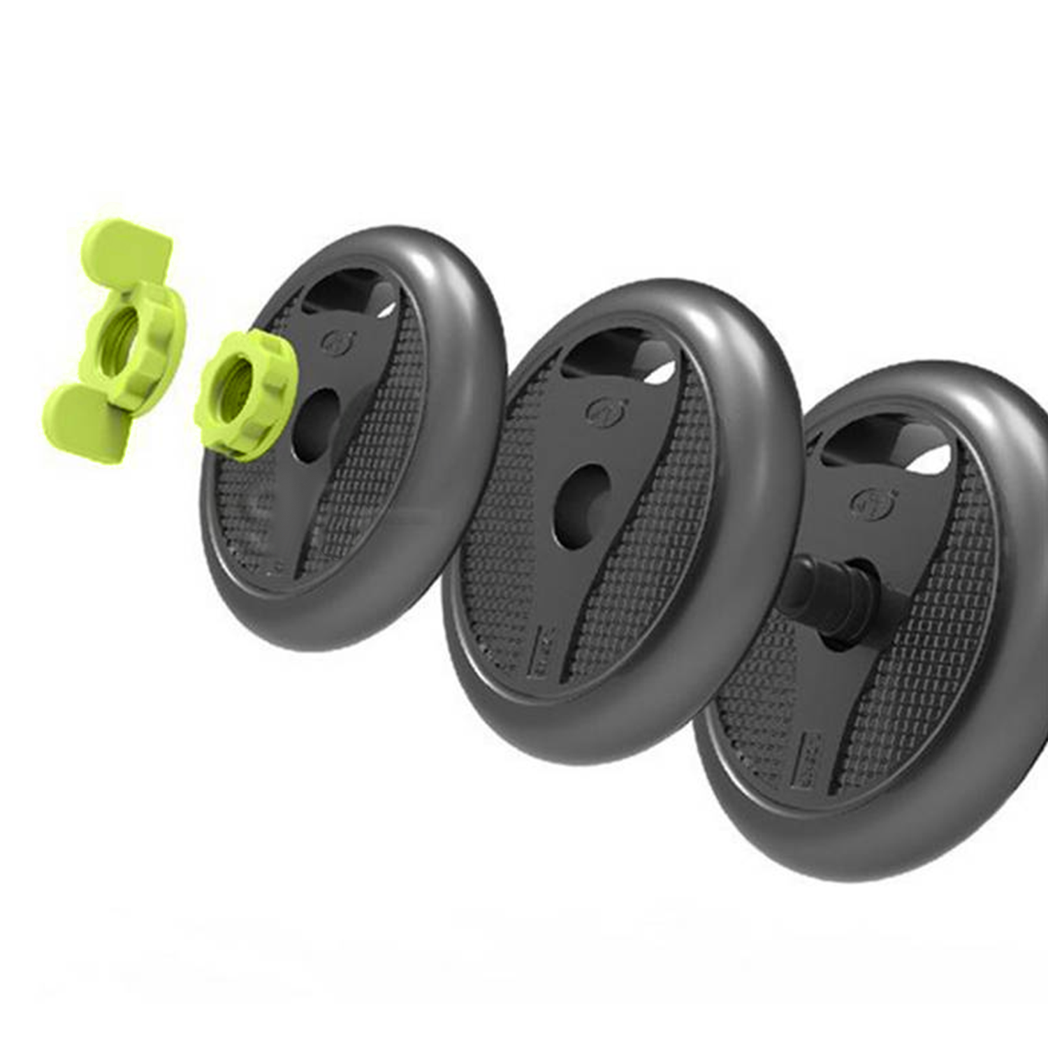 JUEGO DE MANCUERNAS MUNDO ONLINE 30 KG CON UNION LIGHT GREEN - 2
