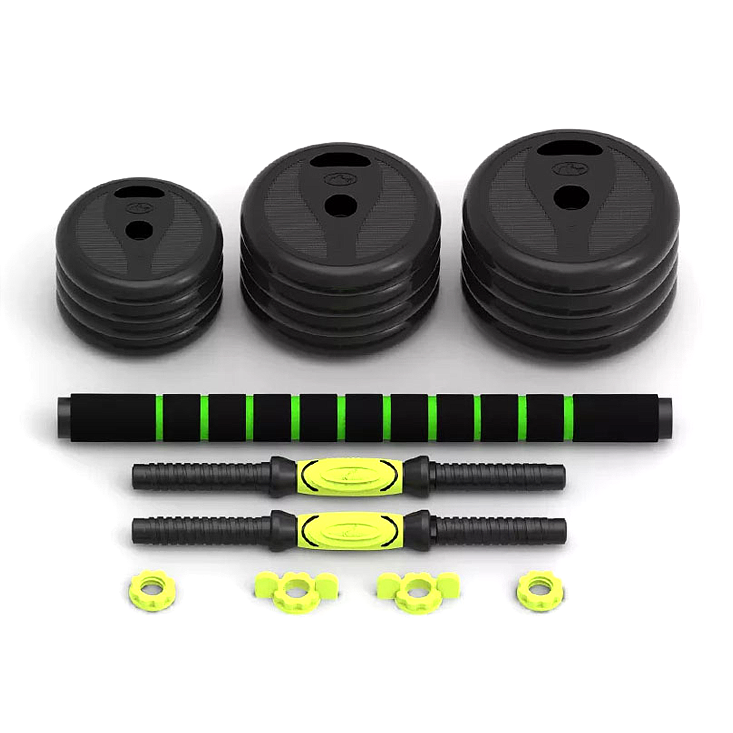 JUEGO DE MANCUERNAS MUNDO ONLINE 30 KG CON UNION LIGHT GREEN - 3