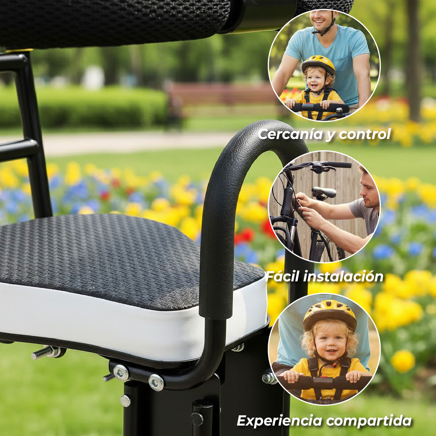 ASIENTO DE NIÑO MUNDO ONLINE ACERO PARA BICICLETA AJUSTABLE CON MANGO - 4