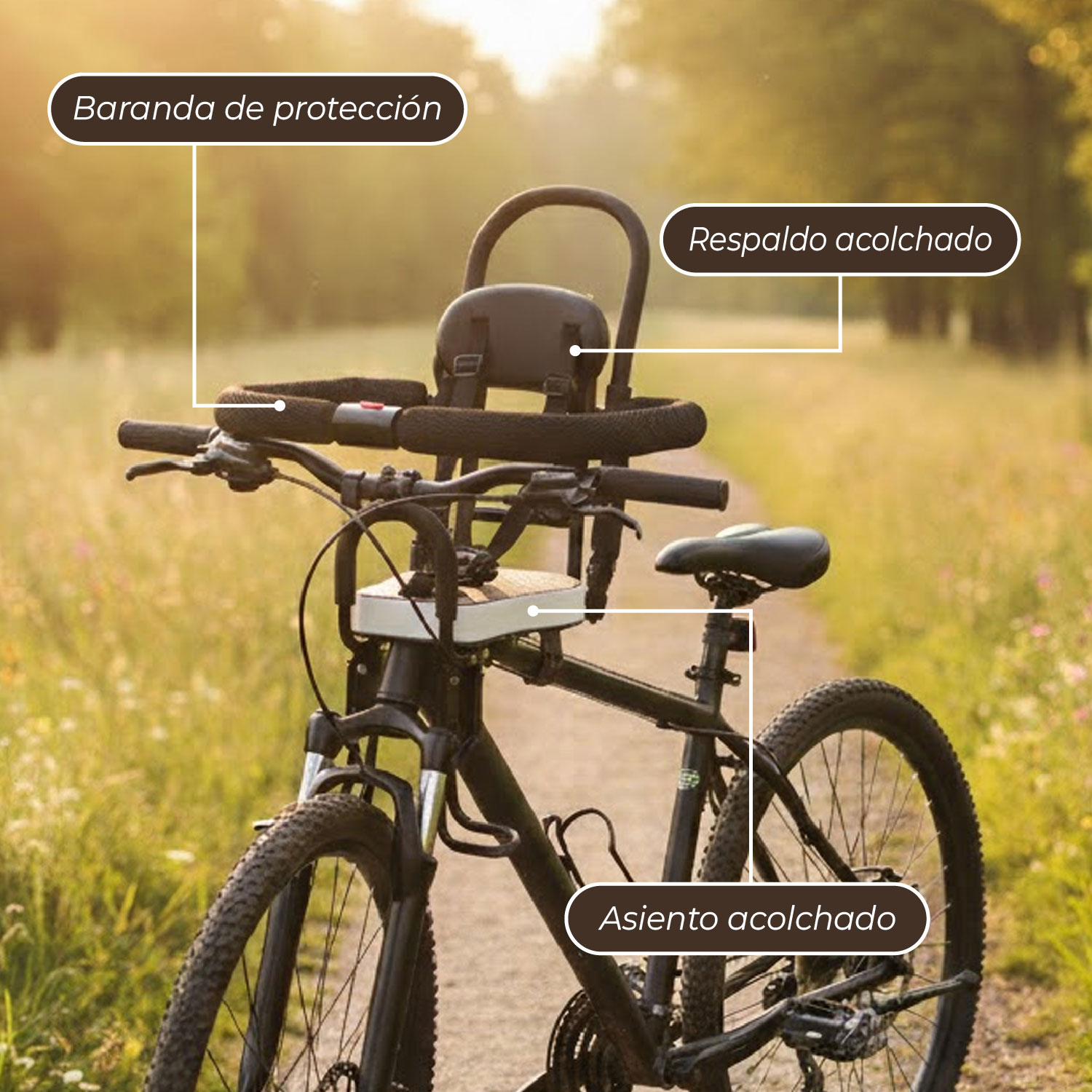 ASIENTO DE NIÑO MUNDO ONLINE ACERO PARA BICICLETA AJUSTABLE CON MANGO - 6
