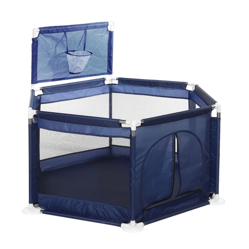 CORRAL DE SEGURIDAD BEBE HEXAGONAL CON ARO Y ARCO AZUL MARINO - 1