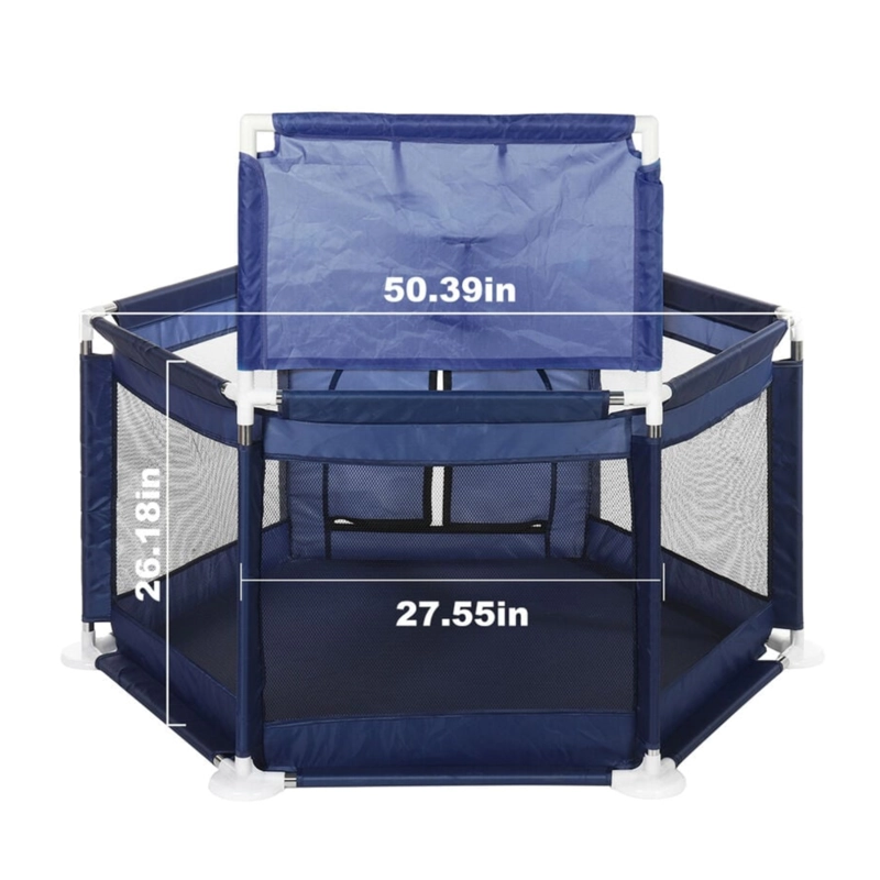 CORRAL DE SEGURIDAD BEBE HEXAGONAL CON ARO Y ARCO AZUL MARINO - 5