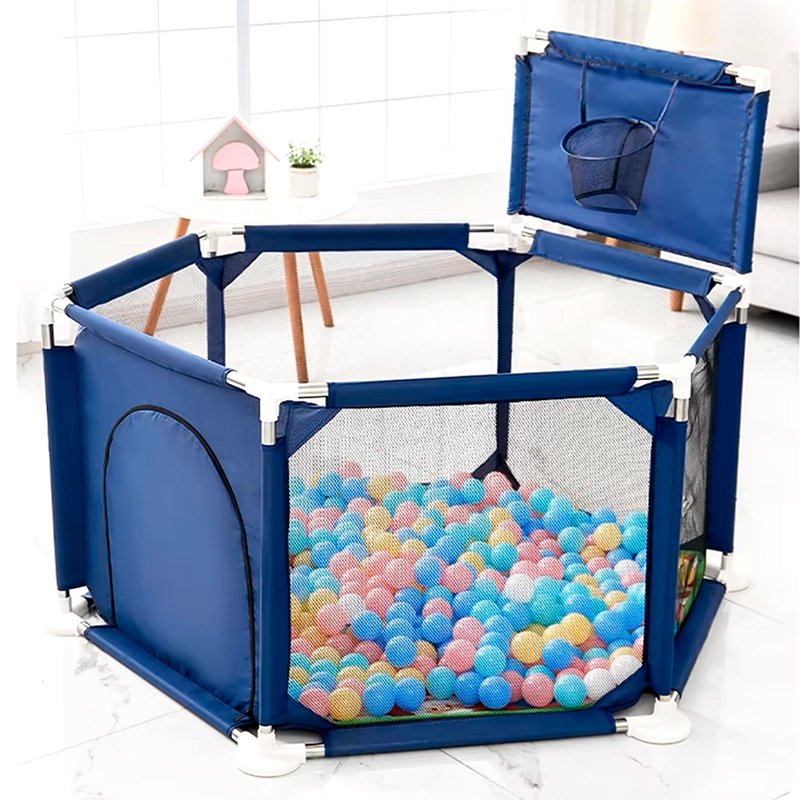 CORRAL DE SEGURIDAD BEBE HEXAGONAL CON ARO Y ARCO AZUL MARINO - 6