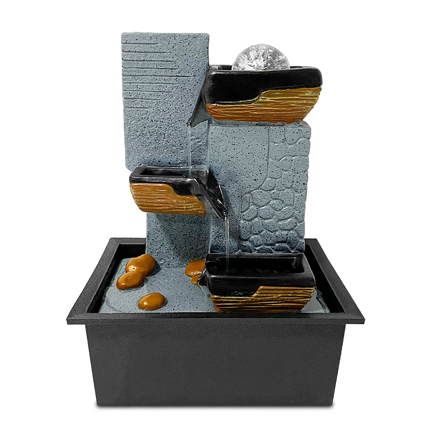 FUENTE DE AGUA TRONCO MULTI CASCADA 3 NIVELES CON ILUMINACIÓN LED - 2