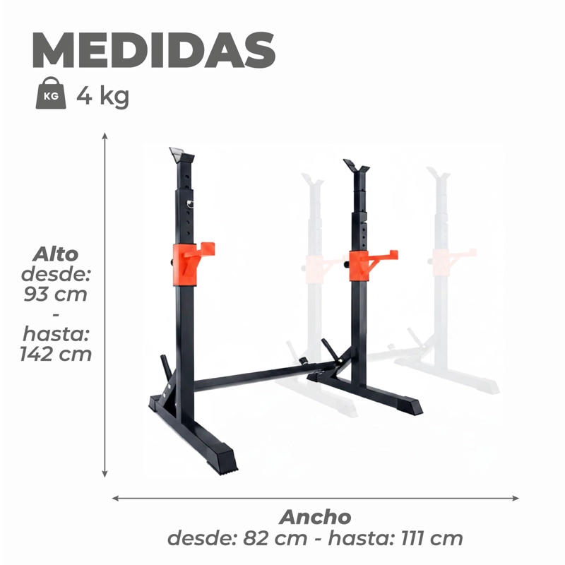 ATRIL MUNDO ONLINE LIFE-1228 RACK SQUAT SENTADILLAS AJUSTABLE PARA BARRA - 3