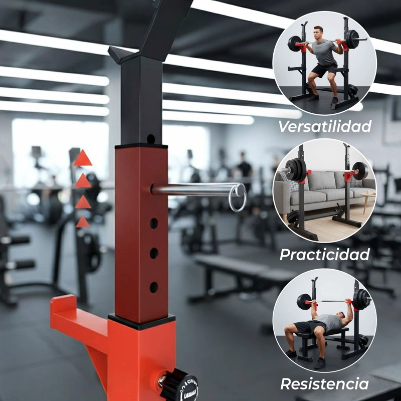 ATRIL MUNDO ONLINE LIFE-1228 RACK SQUAT SENTADILLAS AJUSTABLE PARA BARRA - 4