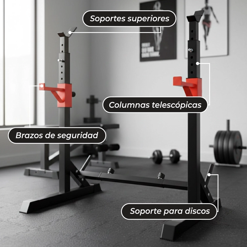 ATRIL MUNDO ONLINE LIFE-1228 RACK SQUAT SENTADILLAS AJUSTABLE PARA BARRA - 6