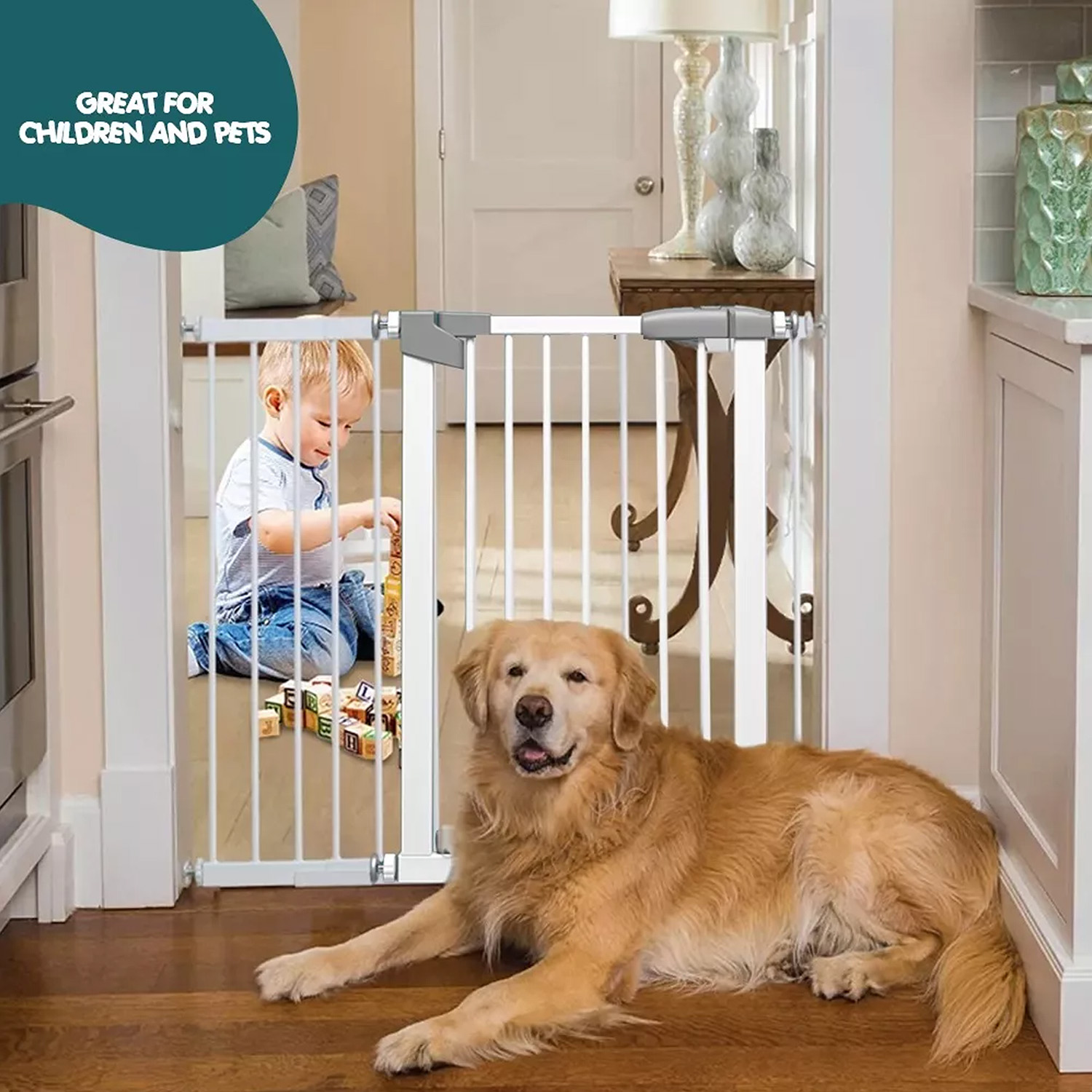 REJA SEGURIDAD MUNDO ONLINE BLANCO ESCALERA PARA BEBE Y MASCOTAS 76 A 97 CM - 5