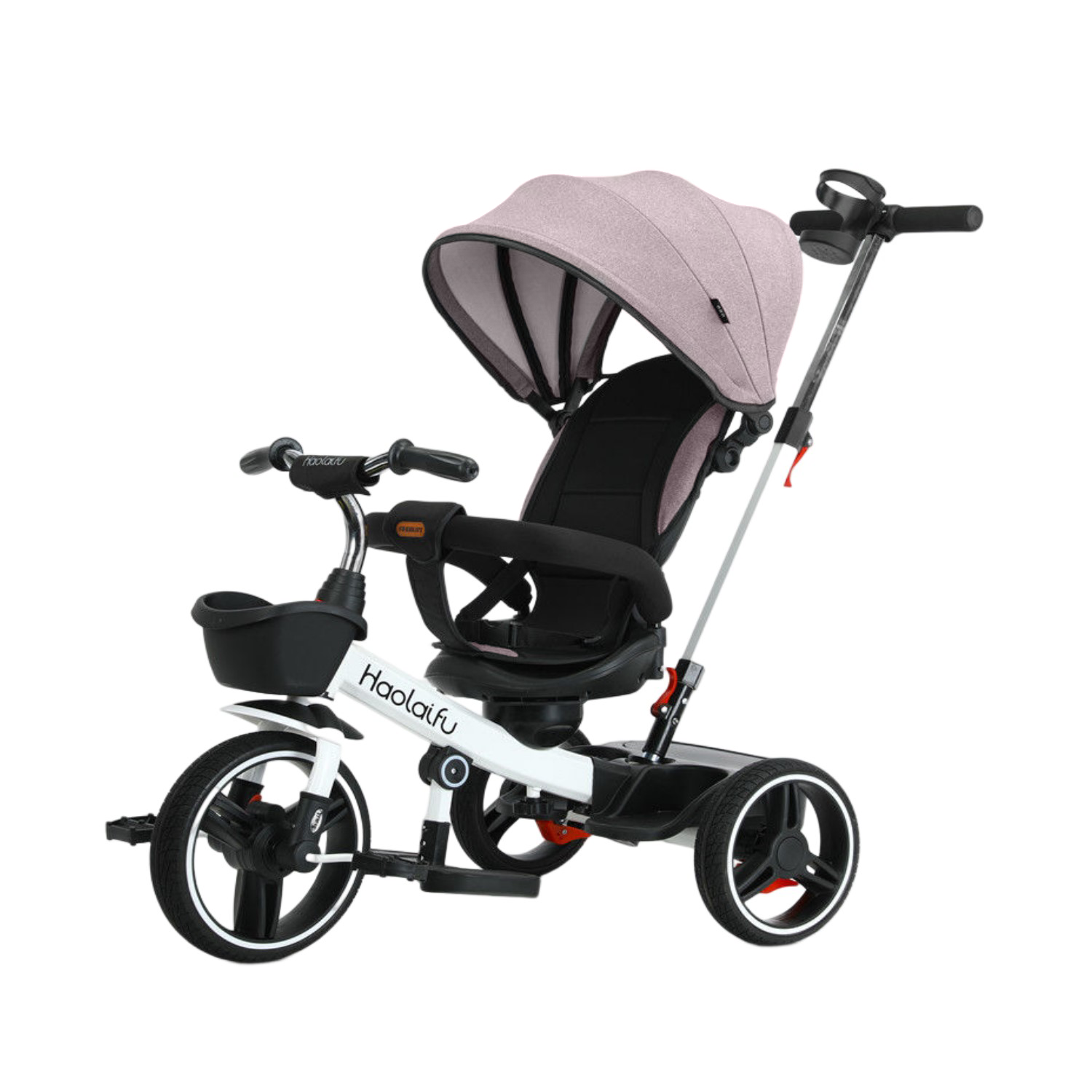 TRICICLO 4 EN 1 PLEGABLE RECLINABLE 360° ROSADO - 1