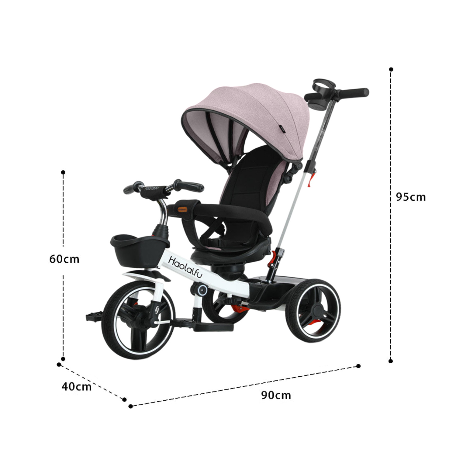 TRICICLO 4 EN 1 PLEGABLE RECLINABLE 360° ROSADO - 2