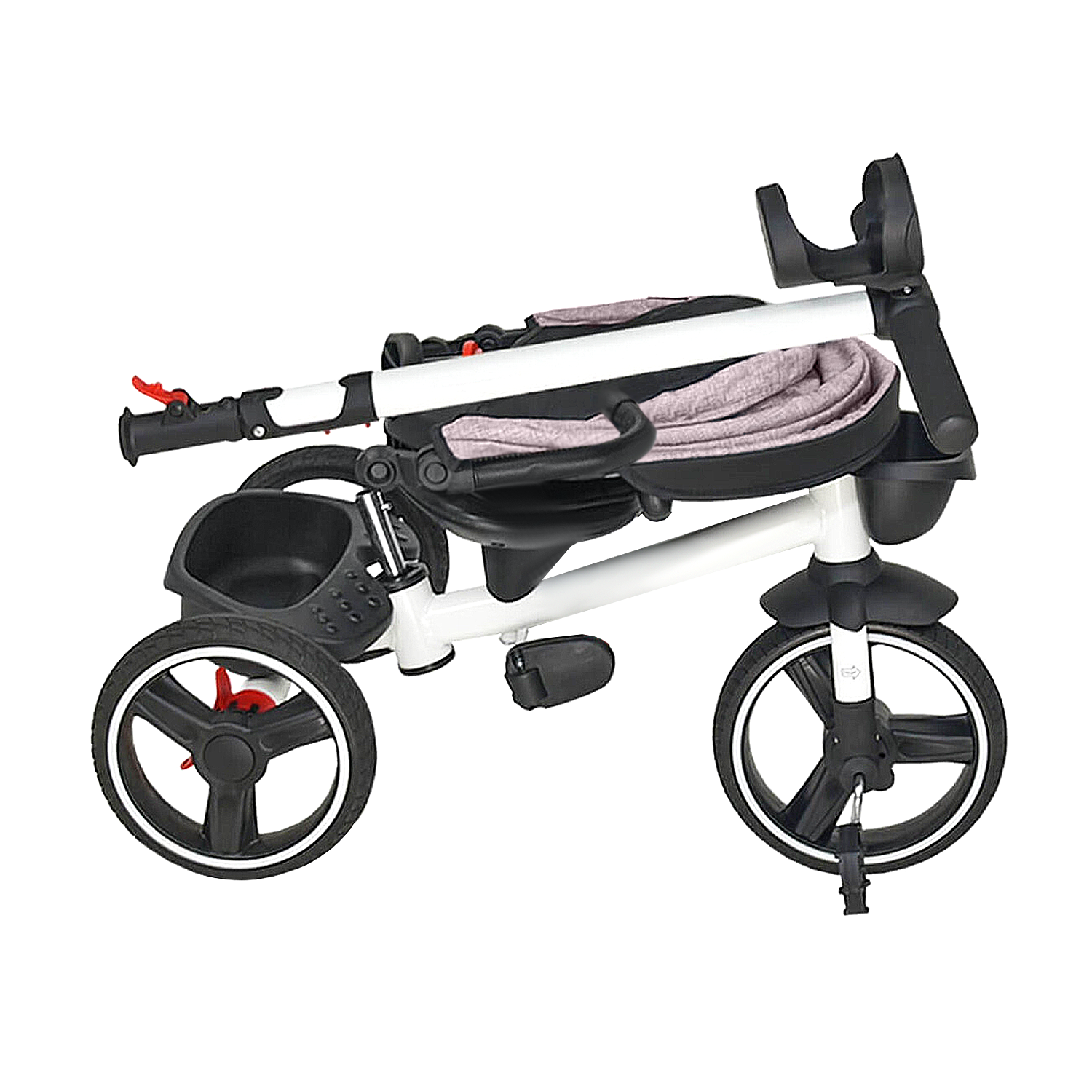 TRICICLO 4 EN 1 PLEGABLE RECLINABLE 360° ROSADO - 4