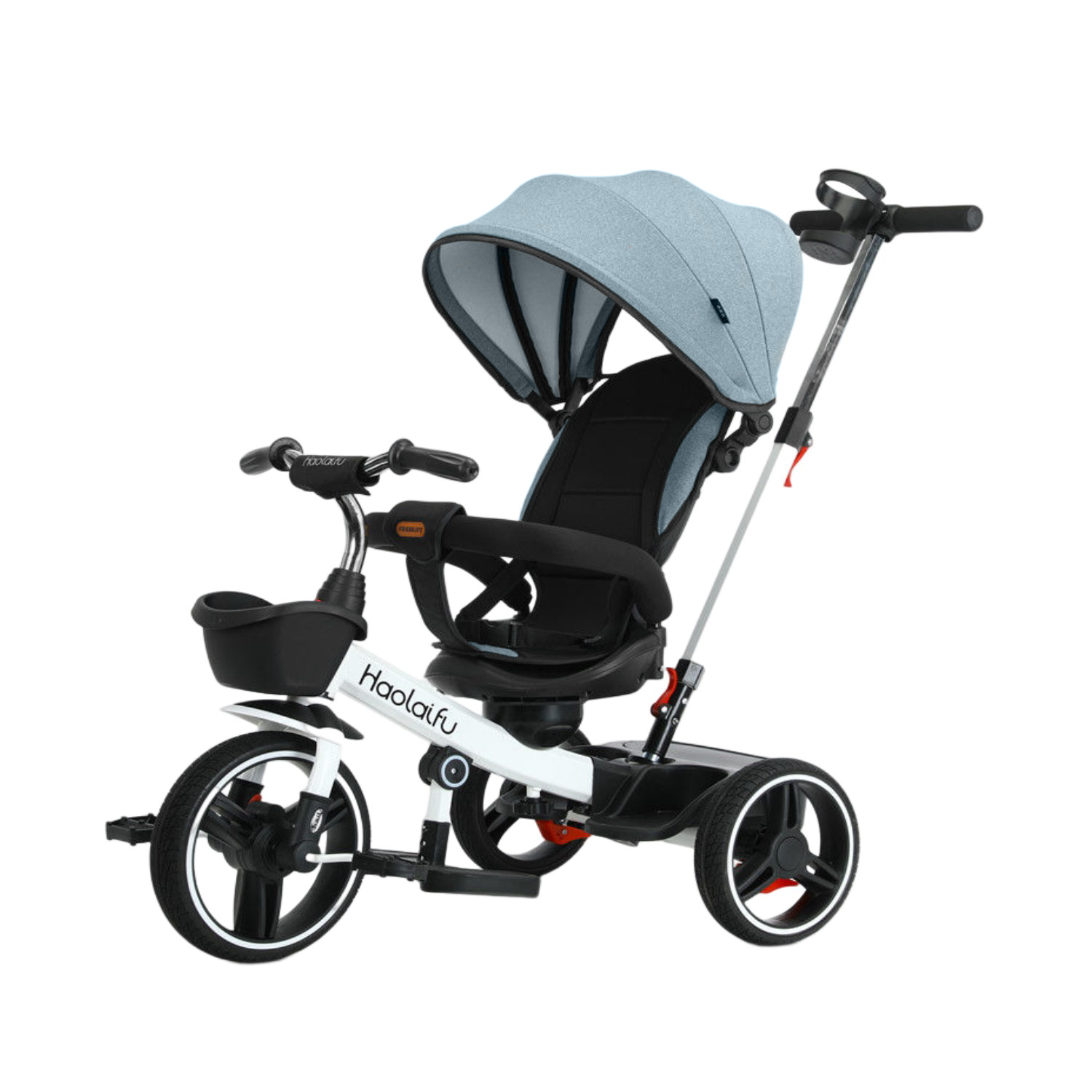 TRICICLO 4 EN 1 PLEGABLE RECLINABLE 360° AZUL PETROLEO - 1