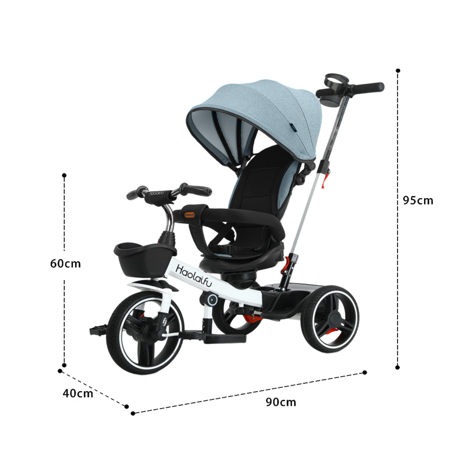 TRICICLO 4 EN 1 PLEGABLE RECLINABLE 360° AZUL PETROLEO - 3