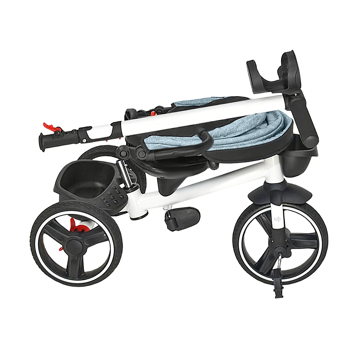 TRICICLO 4 EN 1 PLEGABLE RECLINABLE 360° AZUL PETROLEO - 4