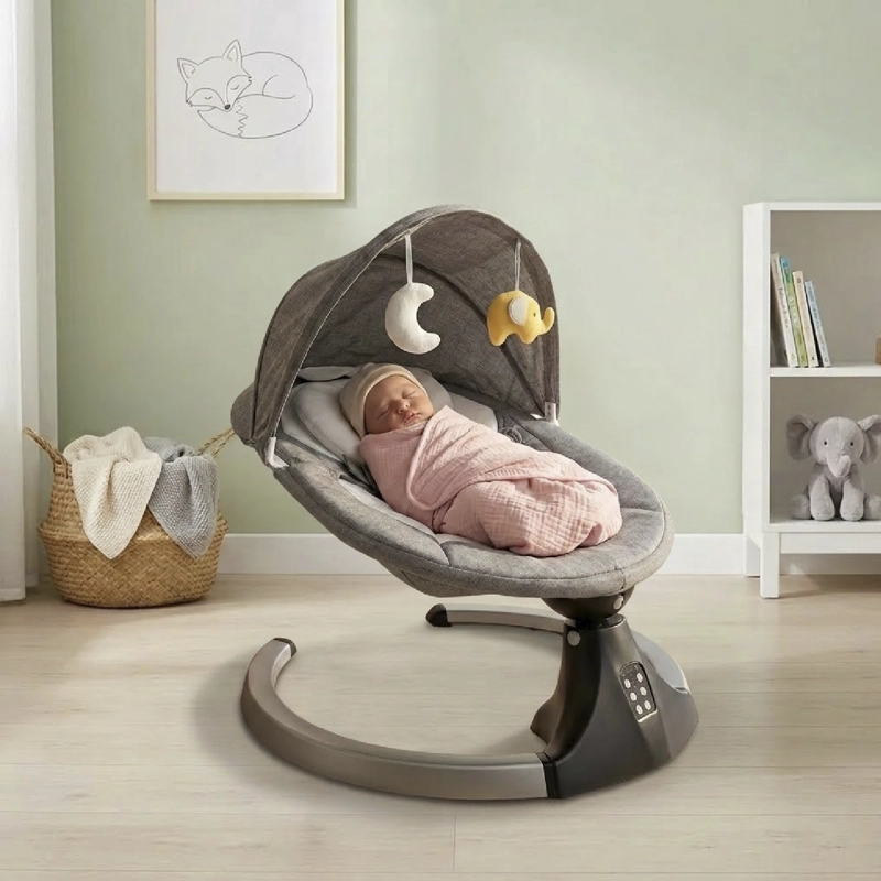 SILLA MUNDO ONLINE MECEDORA BEBÉ INALÁMBRICA MUSICAL BLUETOOTH GRIS - 5