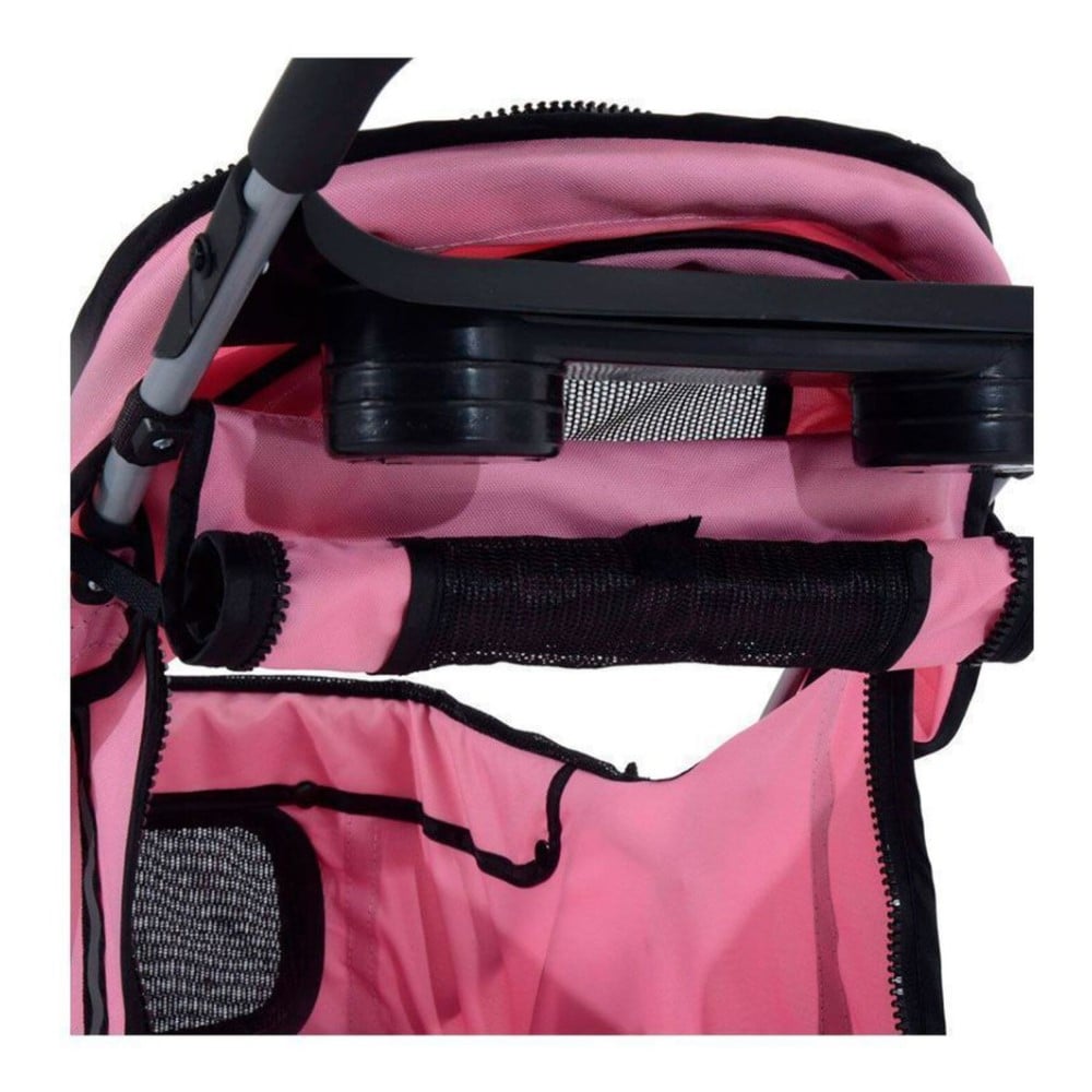 COCHE PARA MASCOTA DE CUATRO RUEDAS ROSADO - 3