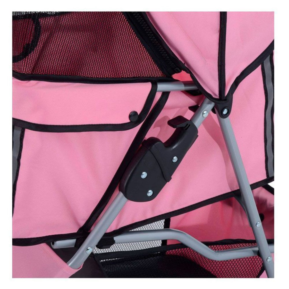 COCHE PARA MASCOTA DE CUATRO RUEDAS ROSADO - 4