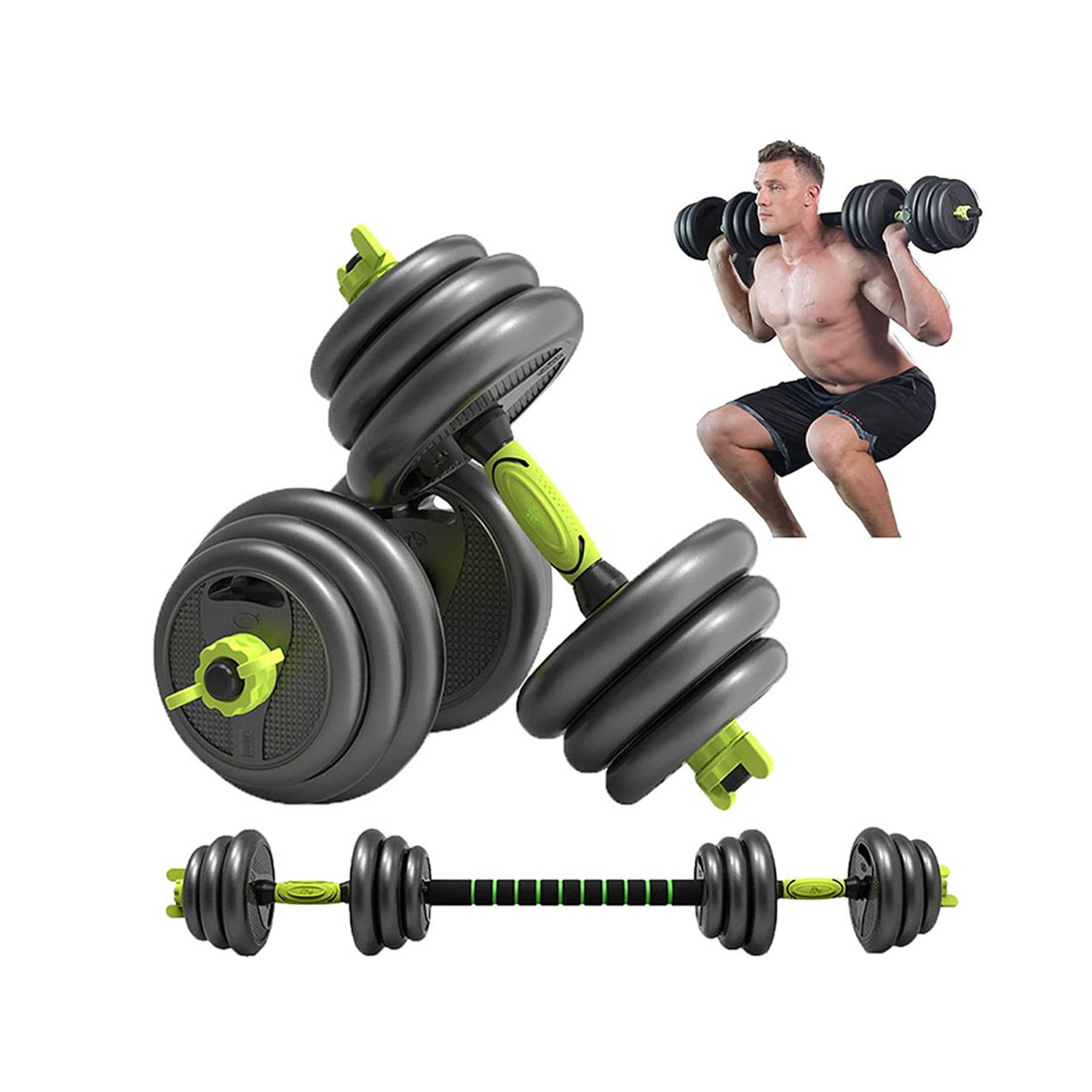 SET MANCUERNAS SPORTIME ACERO 40 KG ARMABLES MULTIFUNCIÓN - 2