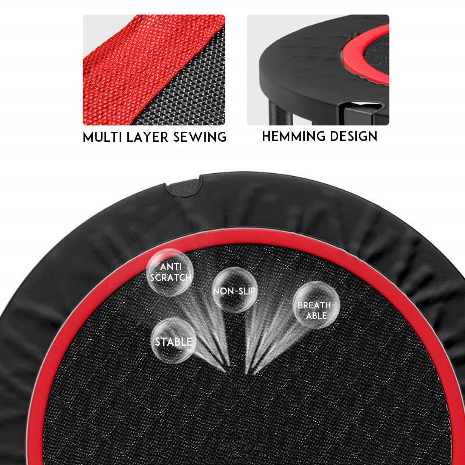 TRAMPOLÍN SPORTIME FITNESS REDONDO CON MANGO Y COBERTOR 100 CM ROJO - 5