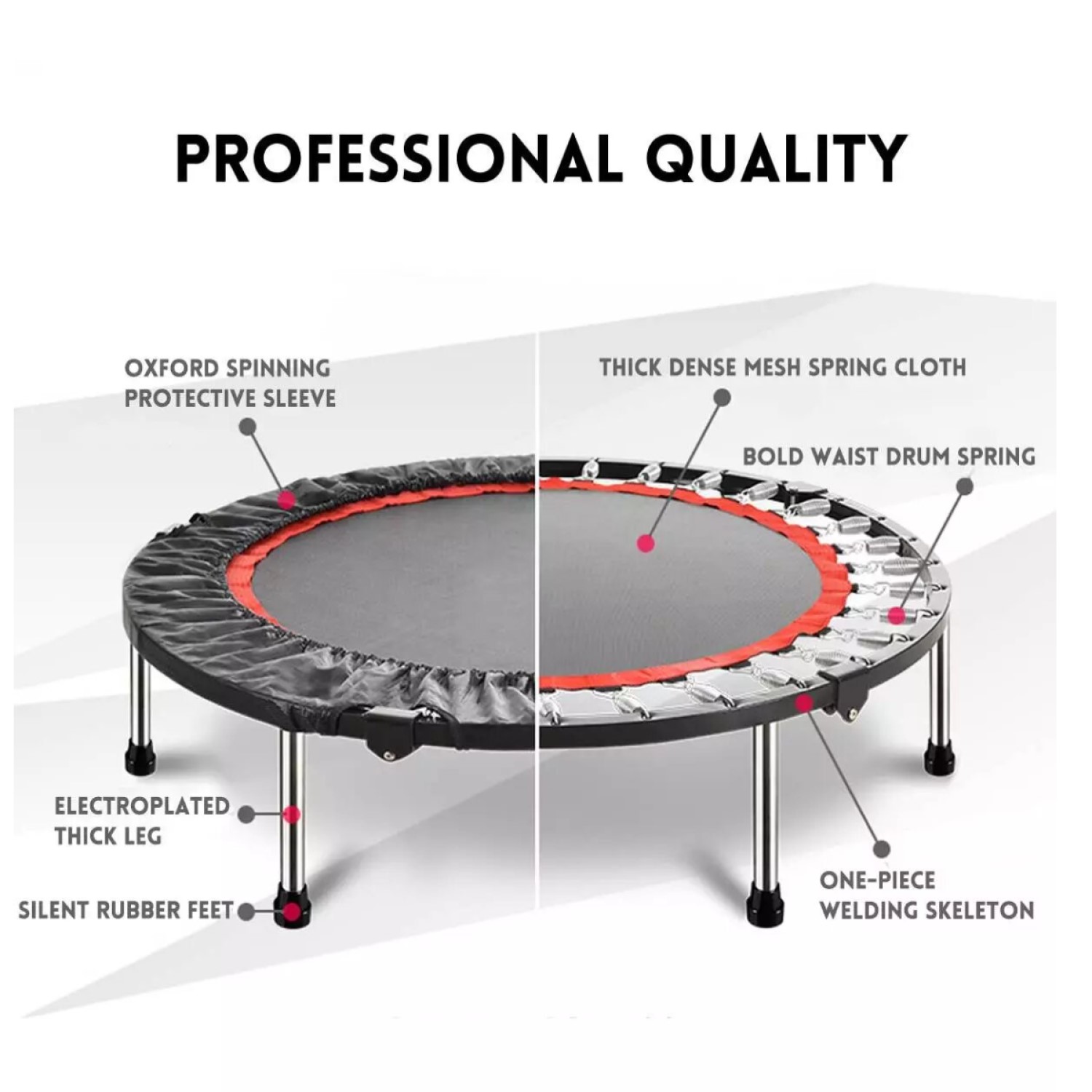 TRAMPOLÍN SPORTIME FITNESS REDONDO CON MANGO Y COBERTOR 100 CM ROJO - 7