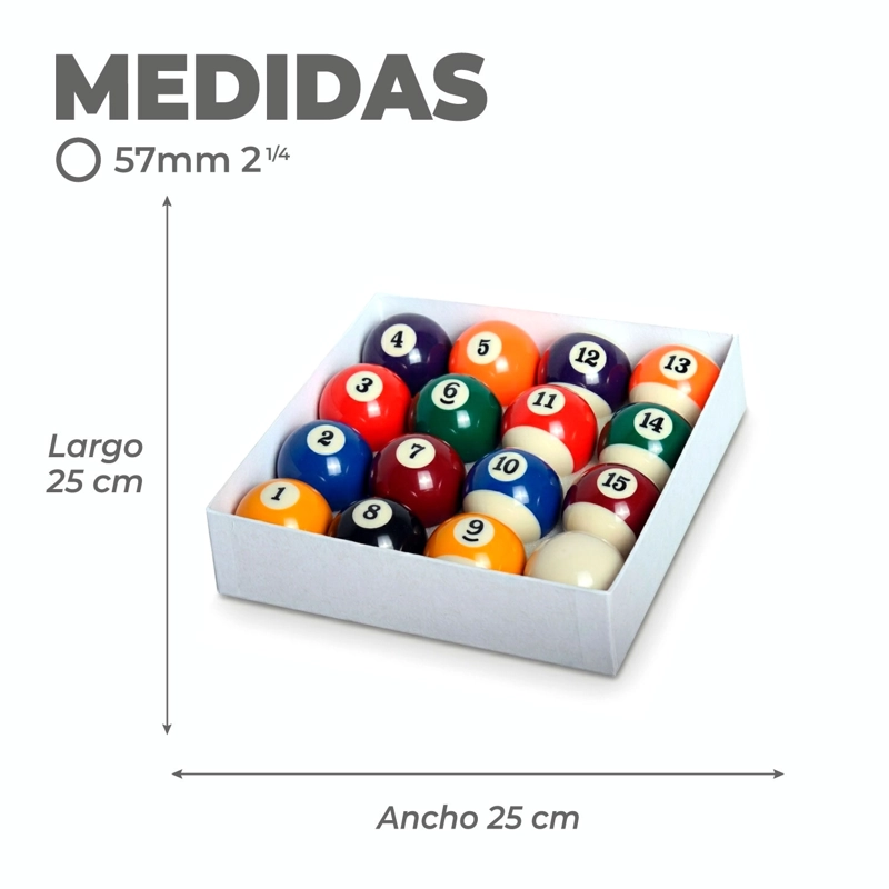 SET POOL BILLAR SPORTIME ACRÍLICO / POLIPROPILENO BOLA JUEGO COMPLETO - 3
