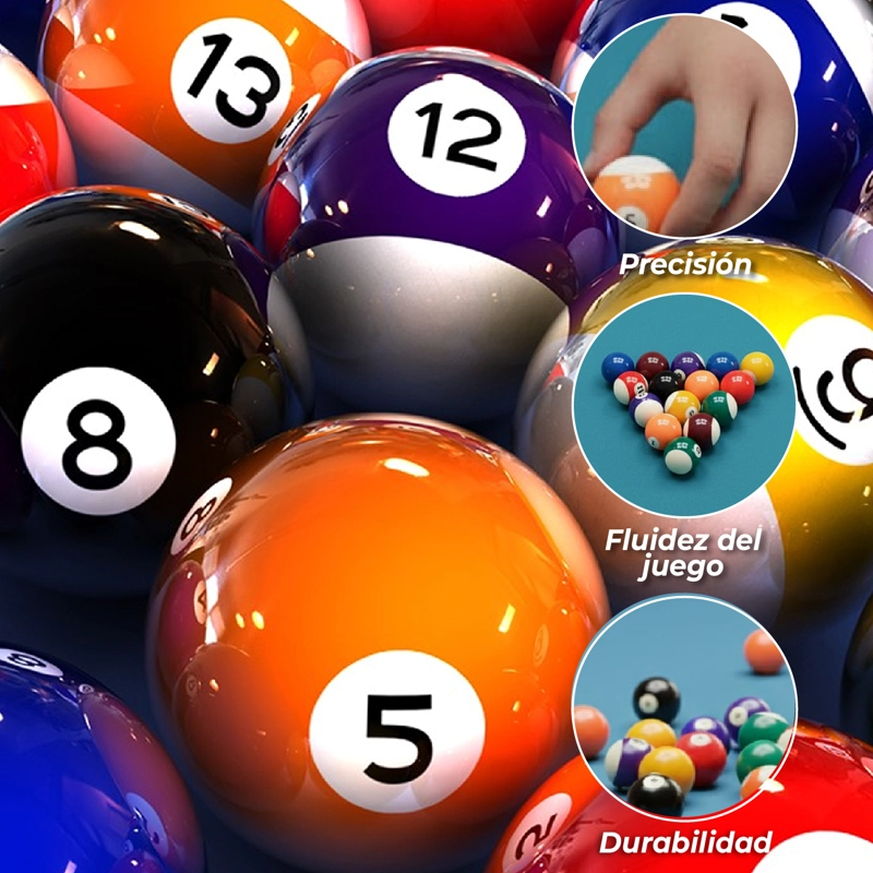 SET POOL BILLAR SPORTIME ACRÍLICO / POLIPROPILENO BOLA JUEGO COMPLETO - 4