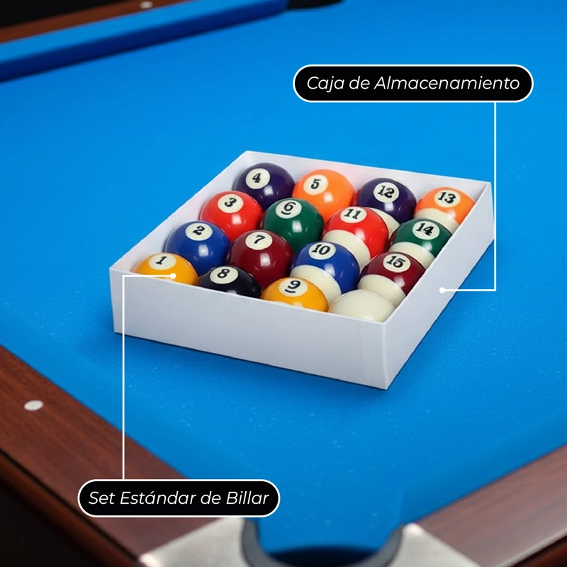 SET POOL BILLAR SPORTIME ACRÍLICO / POLIPROPILENO BOLA JUEGO COMPLETO - 6