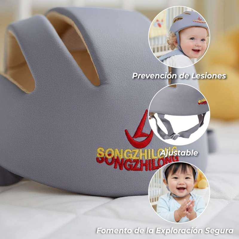 CASCO MUNDO ONLINE PROTECCIÓN SEGURIDAD BEBÉ ANTIGOLPES GATEO GRIS - 3