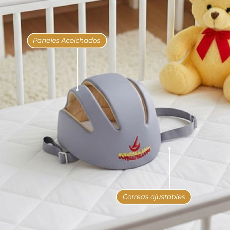 CASCO MUNDO ONLINE PROTECCIÓN SEGURIDAD BEBÉ ANTIGOLPES GATEO GRIS - 5
