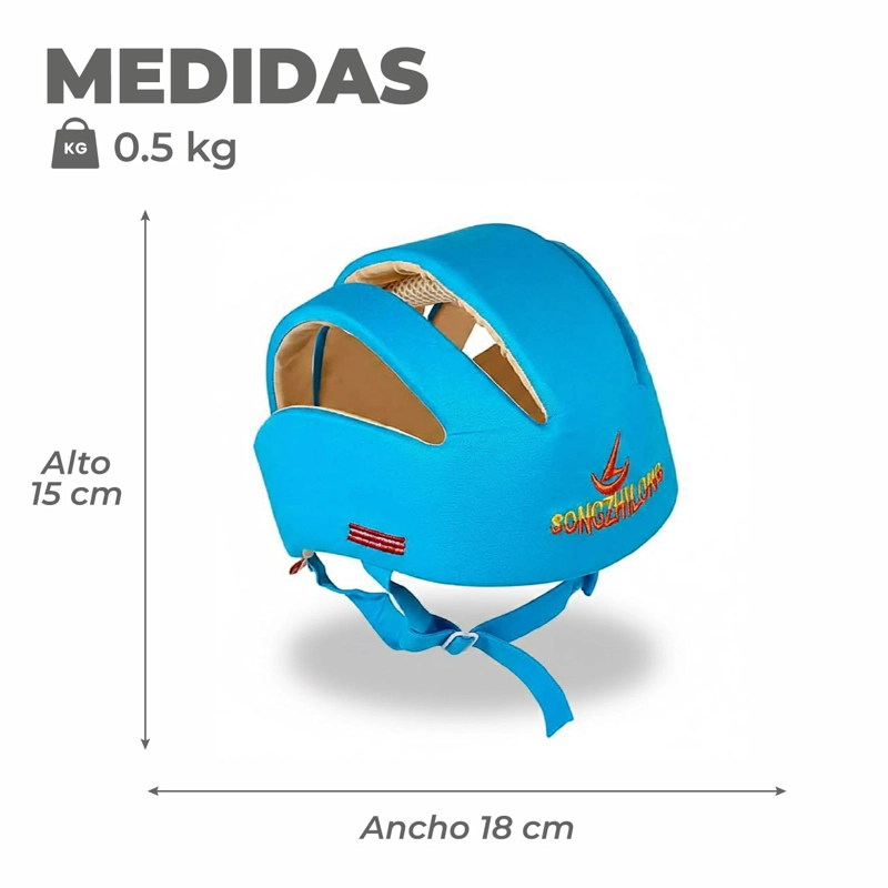 CASCO PROTECCIÓN SEGURIDAD BEBE ANTIGOLPES GATEO CELESTE - 3