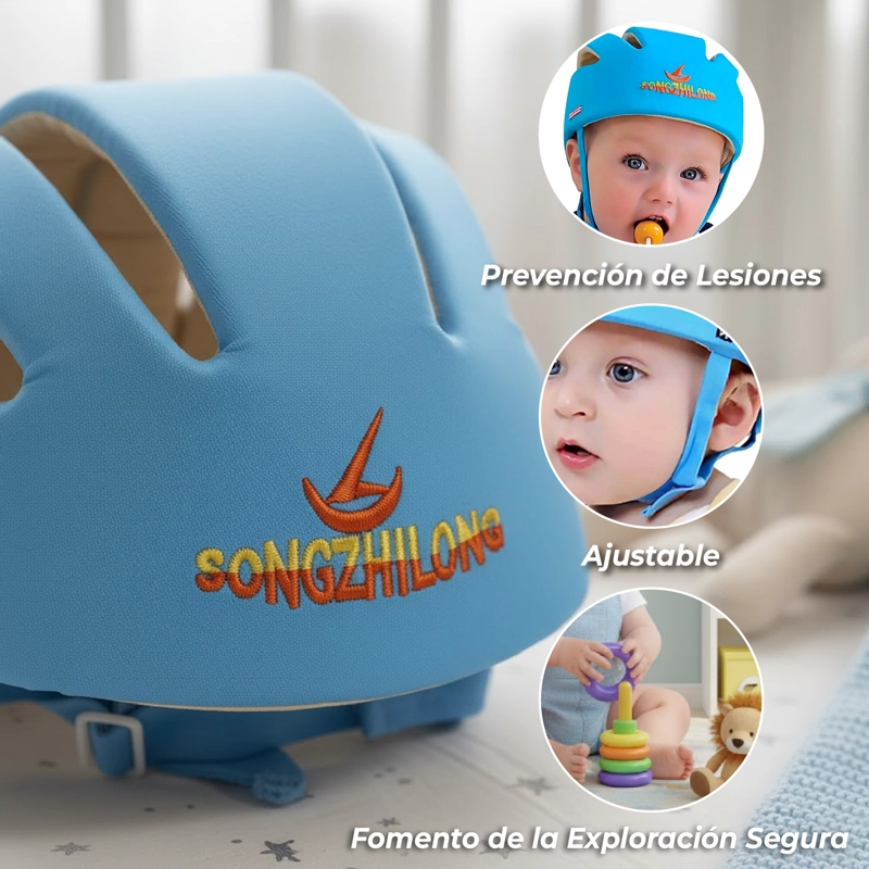 CASCO PROTECCIÓN SEGURIDAD BEBE ANTIGOLPES GATEO CELESTE - 4