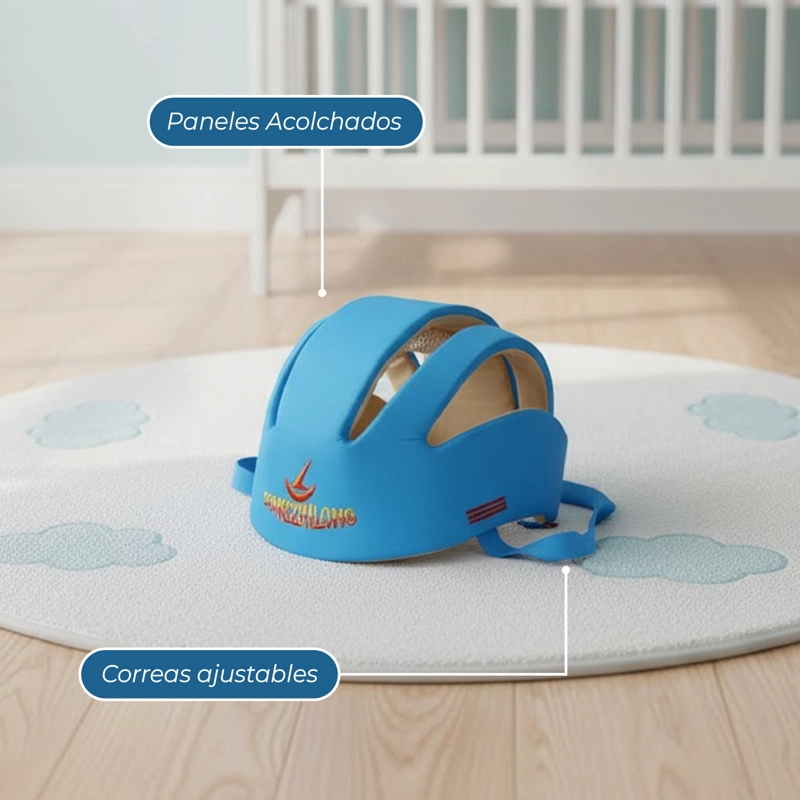 CASCO PROTECCIÓN SEGURIDAD BEBE ANTIGOLPES GATEO CELESTE - 6