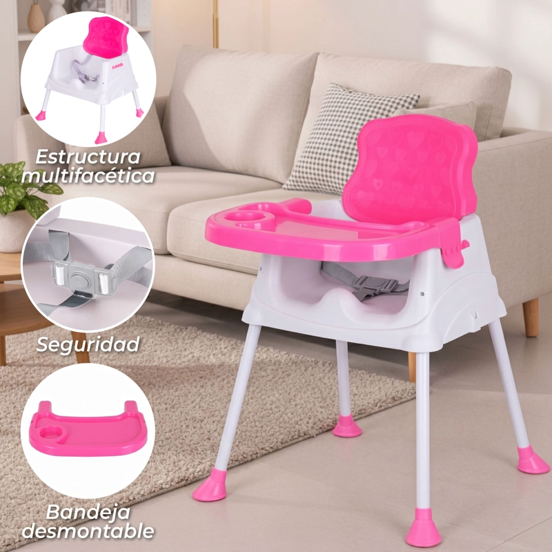 SILLA MUNDO ONLINE COMER PORTÁTIL 3 EN 1 ROSADO - 3