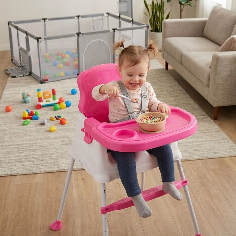 SILLA MUNDO ONLINE COMER PORTÁTIL 3 EN 1 ROSADO - 4