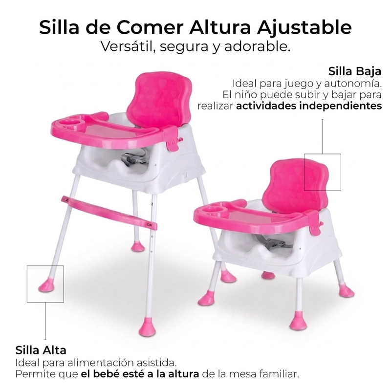 SILLA MUNDO ONLINE COMER PORTÁTIL 3 EN 1 ROSADO - 5