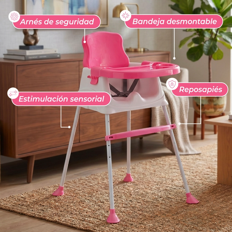 SILLA MUNDO ONLINE COMER PORTÁTIL 3 EN 1 ROSADO - 6