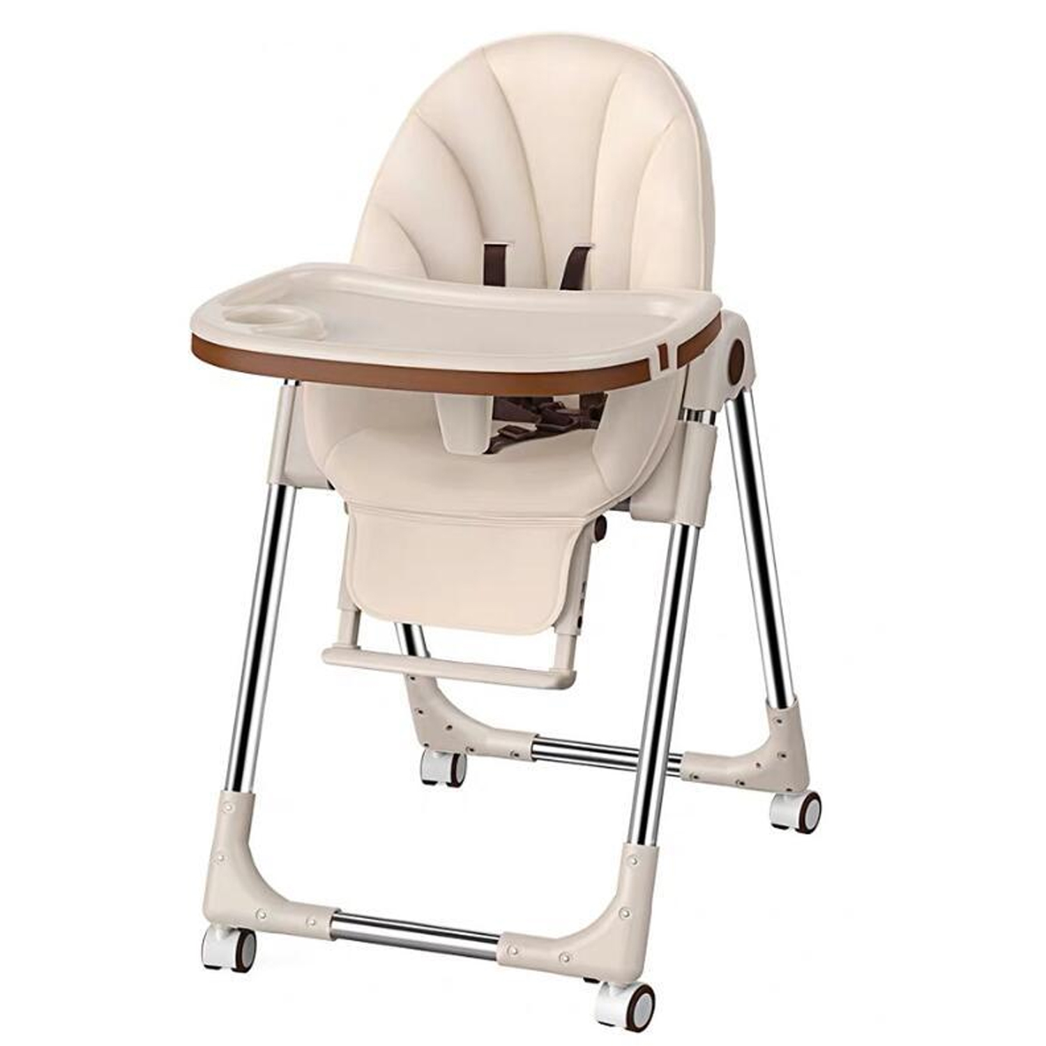 SILLA COMER MUNDO ONLINE BEBE REGULABLE ECO CUERO BEIGE