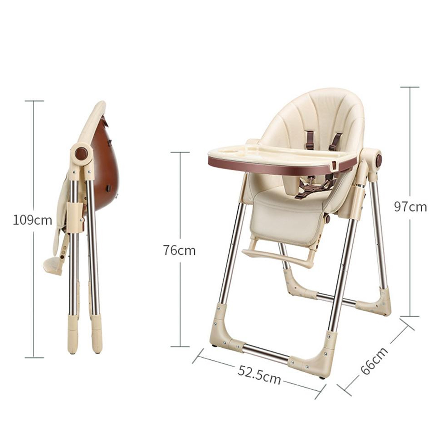 SILLA COMER MUNDO ONLINE BEBÉ REGULABLE ECO CUERO BEIGE - 2