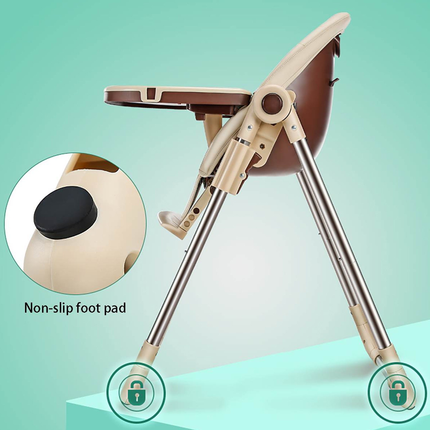 SILLA COMER MUNDO ONLINE BEBÉ REGULABLE ECO CUERO BEIGE - 6