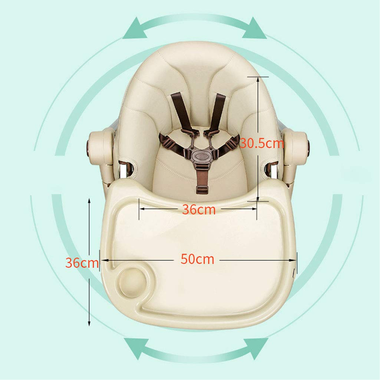 SILLA COMER MUNDO ONLINE BEBÉ REGULABLE ECO CUERO BEIGE - 7